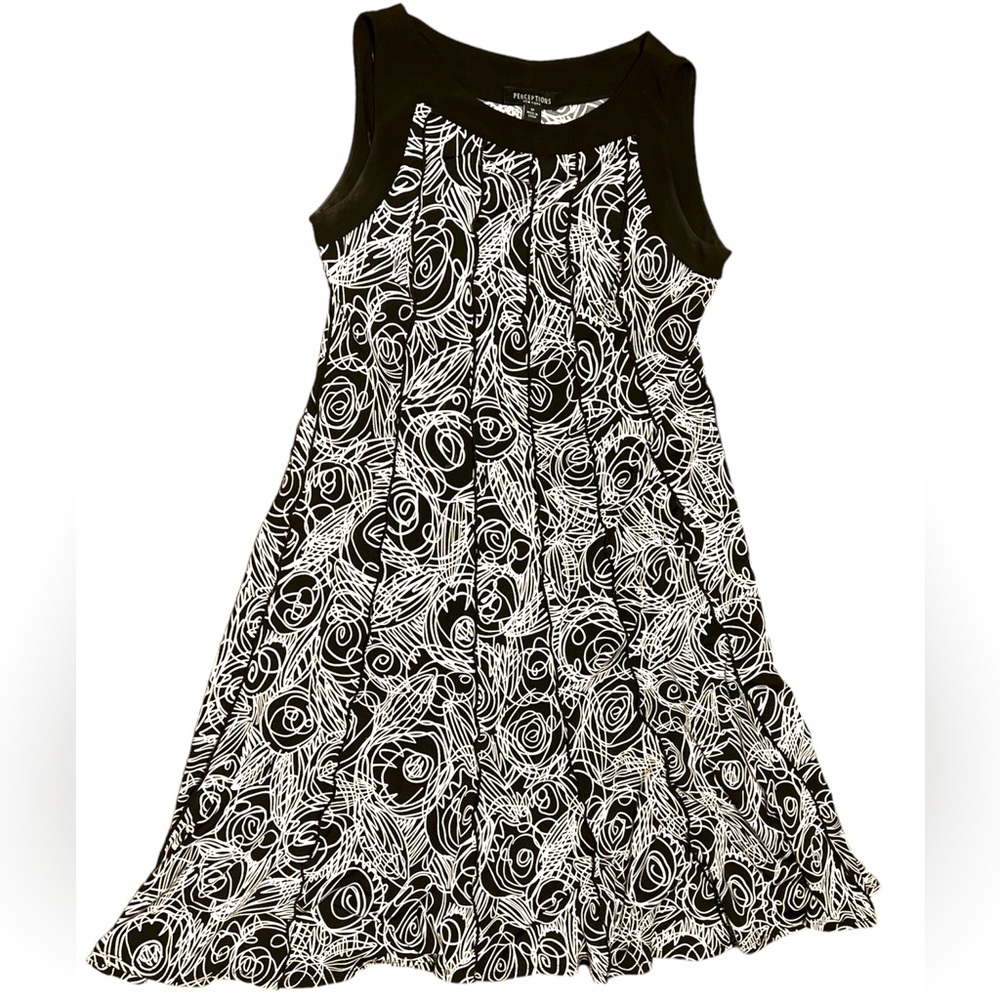 EUC!🖤PERCEPTIONS NEW YORK🤍: WOMENS BLACK &WHITE DRESS SIZE 12